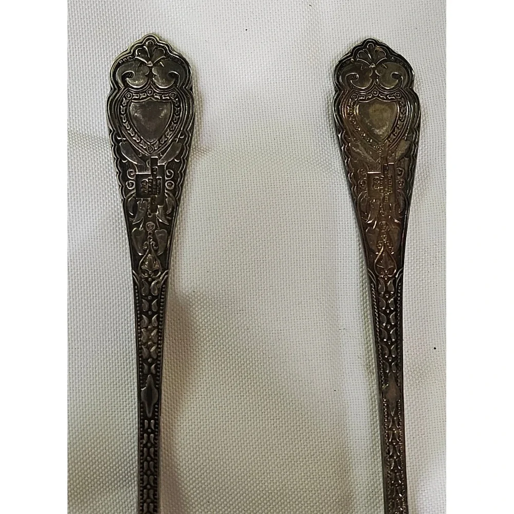 Vtg WA‎ Sheffield England EPNS Shell Salad Servers Spoon Fork Set Silver Plate